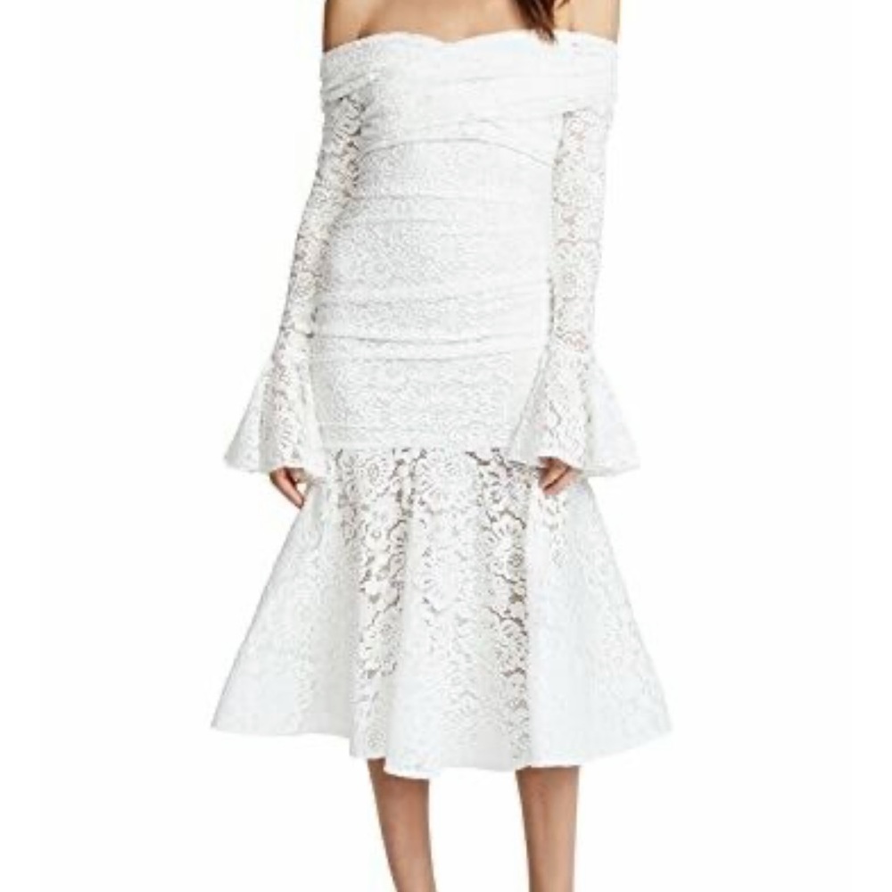 White lace Caroline constas midi dress